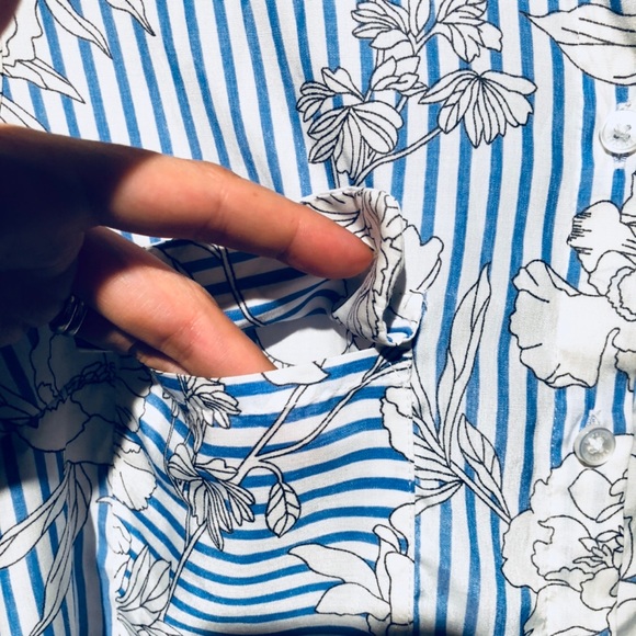 Pinstriped Floral Light Work Blouse - Picture 5 of 7